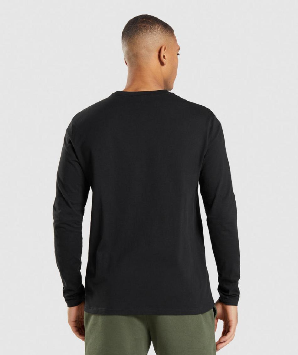 Long Sleeve Gymshark Crest Hombre Negras | CO 3464LIS